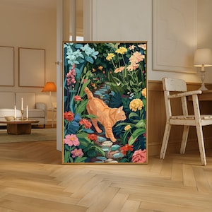 Cat Wall Art, Trendy Wall Art, Cat Art Print, Downloadable Prints, Cat Poster, Cat Wall Decor, Large Wall Art,  Cat Painting, Cat Decor
