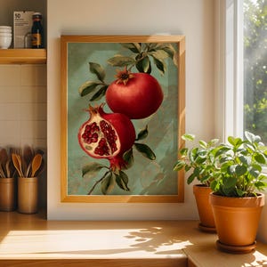 Kitchen Wall Art – Pomegranate Print, Printable Wall Art, Food Print, Digital Kitchen Decor, Kitchen Art Print, Food Art