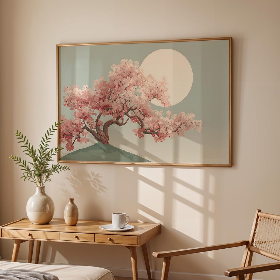 Cherry Blossom Tree Wall Art, Japanese Sakura Printable Art, Japandi ...