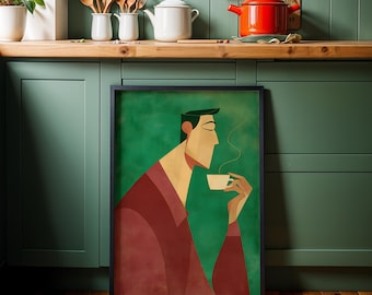 Printable Kitchen Wall Art, Espresso Art, Sage Green Wall Art for Apartment Decor, Modern Wall Art