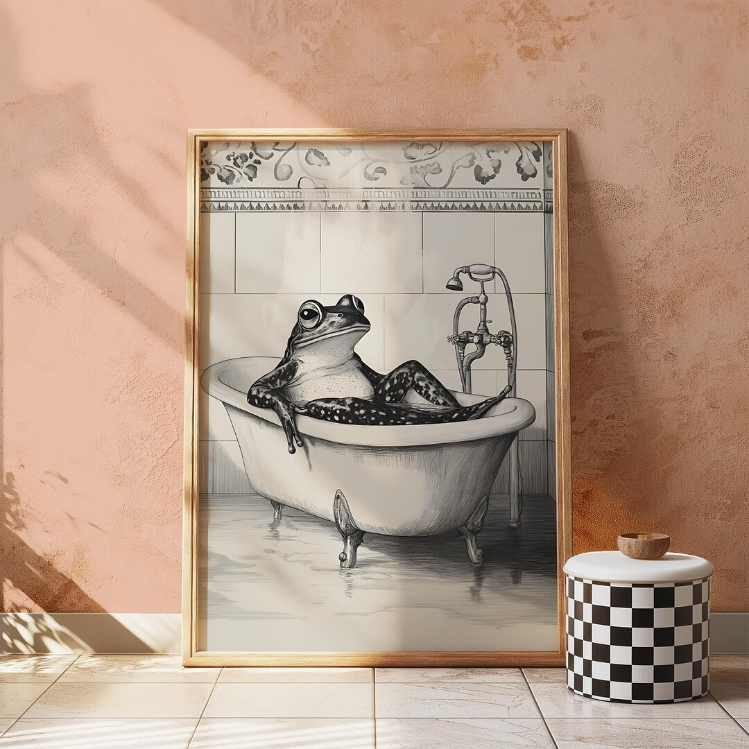 Frog Art Print - Cool Frog Print - Funny Bathroom Wall Art - Frog ...