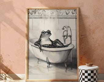 Frog Art Print - Cool Frog Print - Funny Bathroom Wall Art - Frog Bathroom Poster - Toilet Wall Art - Frog Bathroom Wall Decor