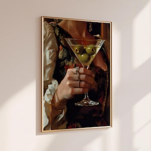 Impresión de Martini sucio al óleo - Impresión vintage de carrito de bar - Póster de cócteles - Decoración de apartamentos, Impresión de bebidas alcohólicas - Decoración de carrito de bar