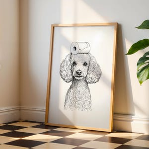Funny Bathroom Art - Poodle Wall Art with Toilet Paper - Humorous Bathroom Prints - Funny Bathroom Signs - Dog Wall Art Decor