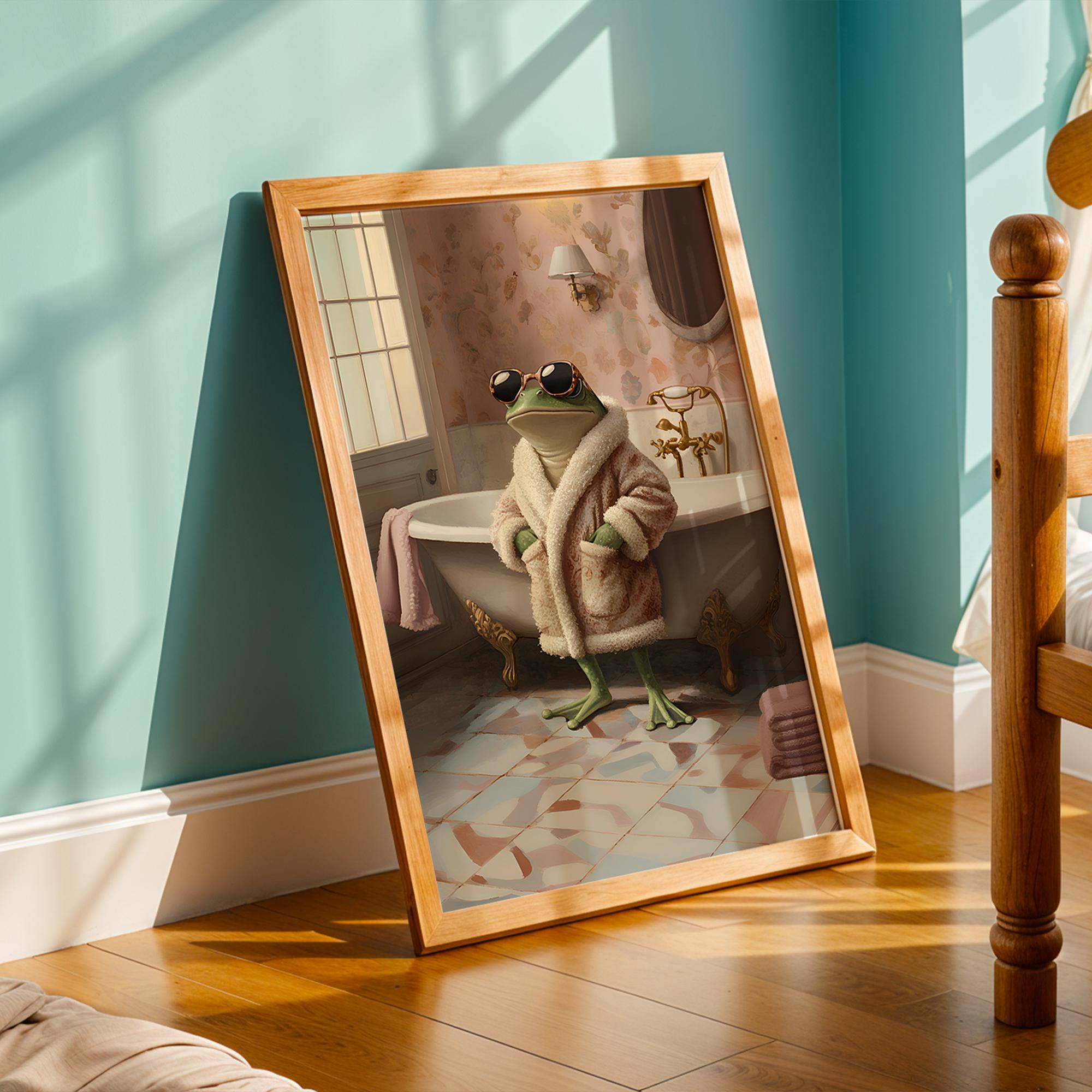 TANYANG Grappig toiletpapier badkamer Nordic Kikker posters en prints canvas muurschildering kunst afbeeldingen voor badkamer toilet badkamer interieur decoratie 40 x 50 cm geen lijst