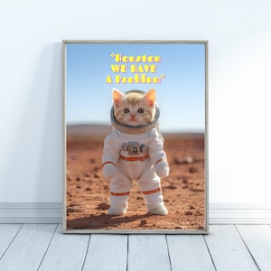 Astronaut Katze Kunstdruck Poster (Digitaler Download)