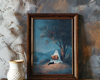 PRINTABLE Ghost Halloween Art, Spooky Wall Art, Vintage Halloween Decor, Halloween Art Print, Halloween Wall Decor, Halloween Home Decor