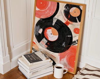 Printable Wall Art Music Poster, Trendy Art Deco Music Wall Art, Printable Vinyl Record Art, Retro Music Wall Decor