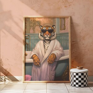 Tiger Bathroom Wall Art, Funny Bathroom Art, Digital Prints,  Quirky Animal Bathroom Prints for Guest or Kids Bathroom Decor