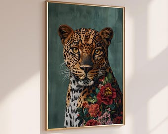 Masculine Leopard Wall Art, Sage Green Wall Art, Printable Wall Art, Leopard Print, Man Cave Decor