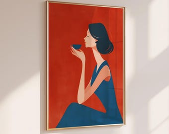 Coffee Wall Art, Kitchen Wall Art, Printable Wall Art, Coffee Poster, Digital Prints, Mid Century Style