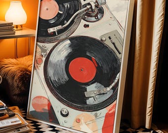 Music Wall Art Turntable Print, Trendy Music Poster, Art Deco DJ Music Artwork, Printable Wall Art, Preppy Wall Art for Music Lover