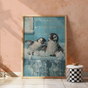 Funny Penguin Bathroom Print: Playful Wall Art (Digital Download)