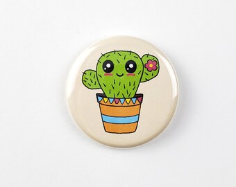 Cute Cactus Plant Pin – 1.25 inch Pinback Button