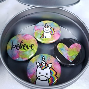 Unicorn Magnet Set – Believe in Unicorns Magnet Set – Magnet Tin Set – Cute Unicorn Magnet Gift Set