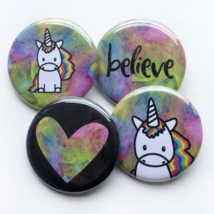 Unicorn Pins – 1.25 inch Pinback Buttons