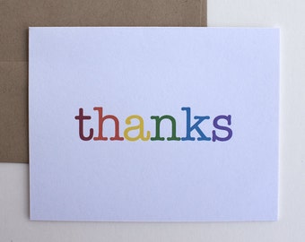 Rainbow Thanks – Tarjeta de agradecimiento – Tarjeta de felicitación en blanco