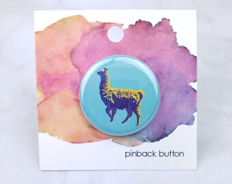 Llama Pin – Llama Pinback Button – Llama Pin for Backpack —1.25 inch Llama Pin