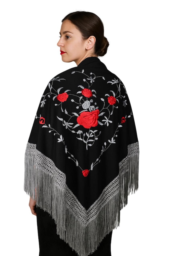 Multicolor Spanish Shawl Grey/Red / Shawl