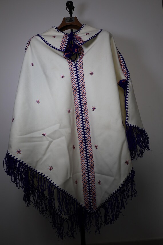 Unique Blue and Orange Handmade Poncho