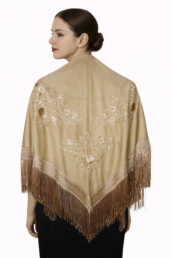 Solid Caramel Spanish Shawl / Shawl