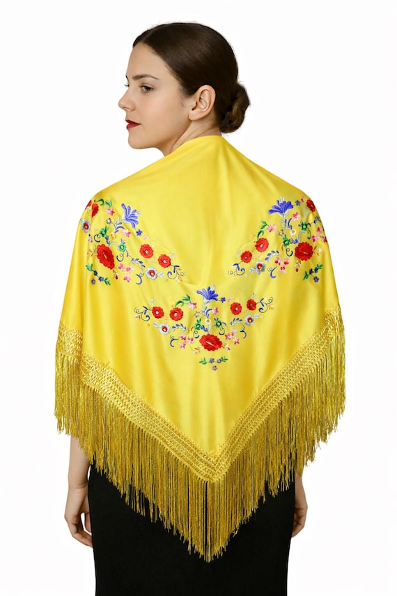 Multicolor Spanish Shawl, Yellow / Shawl