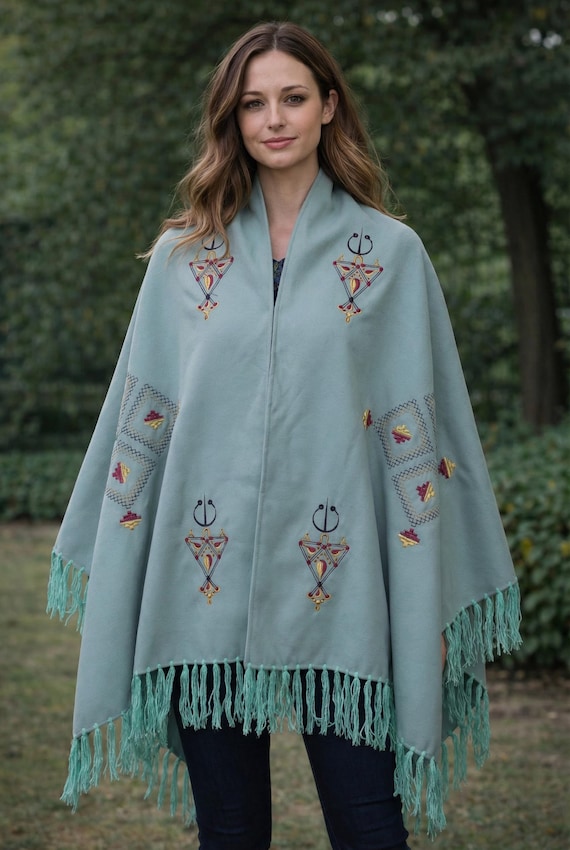 Turquoise Handmade Poncho