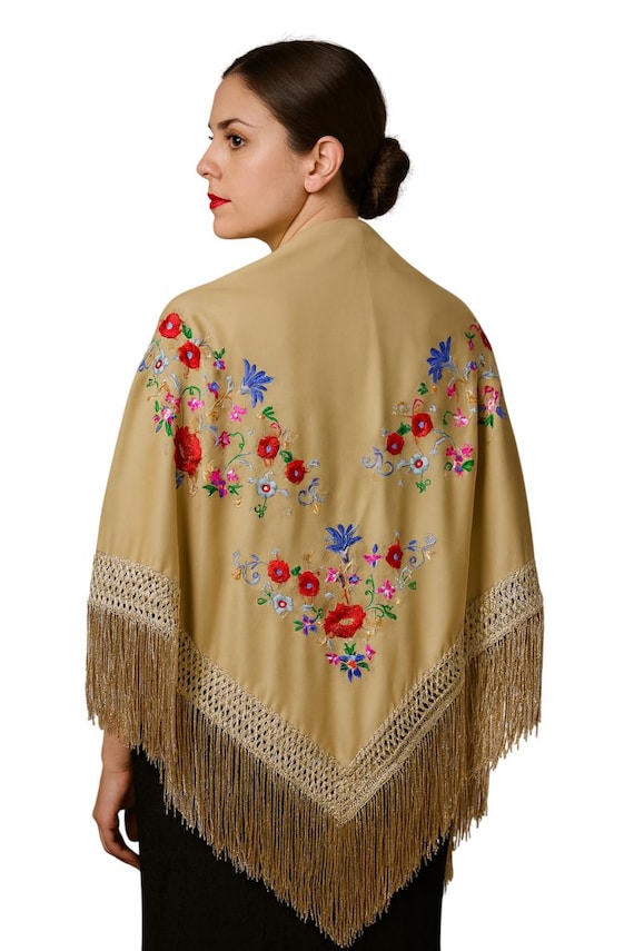 Multicolor Caramel Spanish Shawl / Shawl