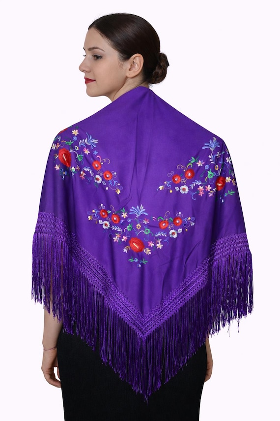 Multicolor Spanish Shawl, Purple / Shawl