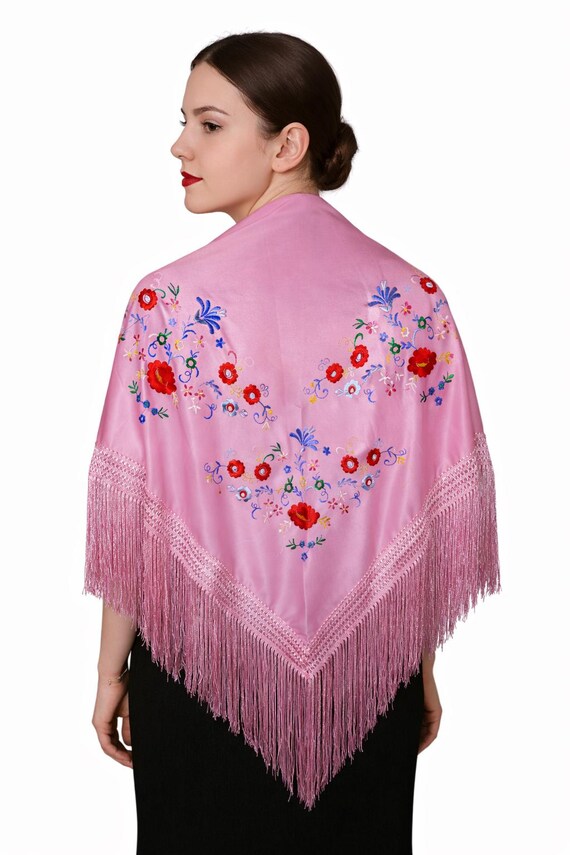 Multicolor Pink Spanish Shawl / Shawl