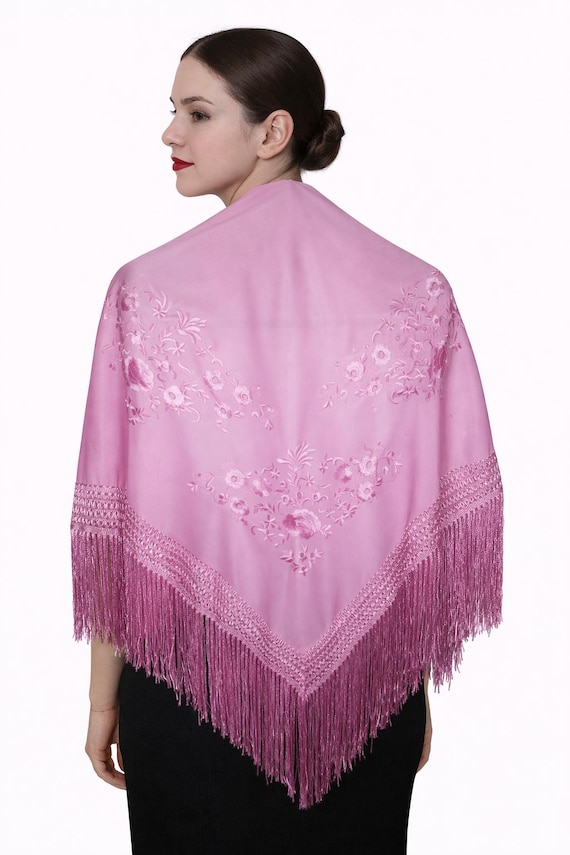 Solid Pink Spanish Shawl / Shawl
