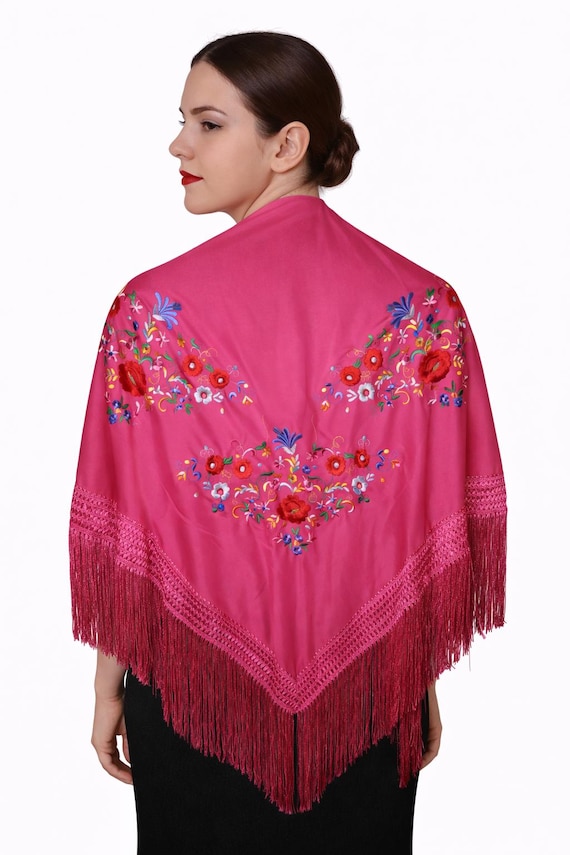 Multicolor Fuchsia Spanish Shawl / Shawl