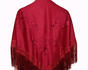 Effen Spaanse sjaal in granaatkleur / Sjaal