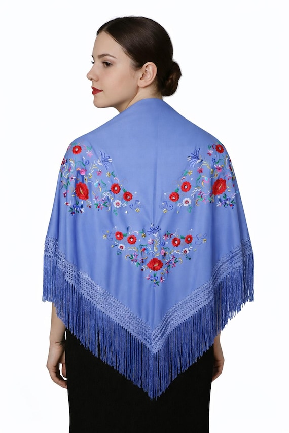 Multicolor Spanish Shawl Sky Blue / Shawl