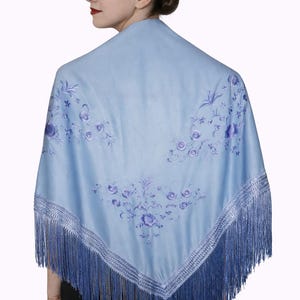Châle Espagnol Unicouleur Bleu / Chale