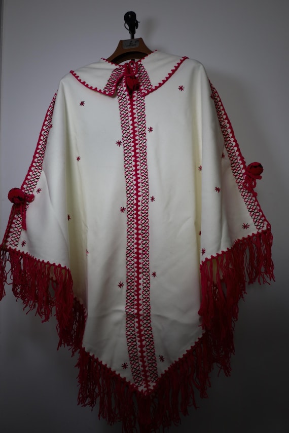 Unique Red Handmade Poncho