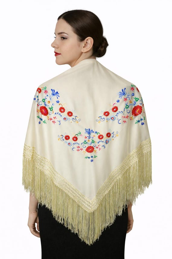 Multicolor Spanish Shawl Off-White / Shawl