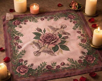 Aphrodite Altartuch | Liebe Ritual Vintage Taube Rose Tarot Lesetuch | Hellenischer Polytheismus