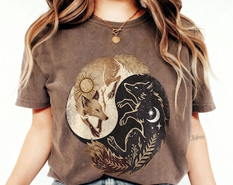 Yin Yang-tröja | Vintage Forestcore Celestial | Häxig naturälskare gåva