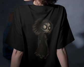 Creepy Gothic Girl T-Shirt: Spooky Alt Emo Fashion