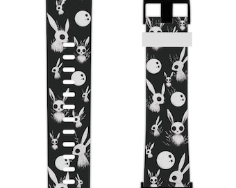 Goth Bunny-appelhorlogeband: donkere Academia-siliconenband