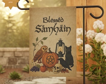Drapeau du jardin du Saint-Samhain : décoration du sabbat païen des sorcières