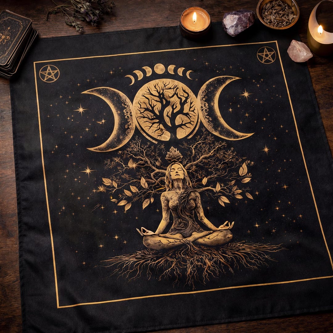 Tree of Life Altar Cloth | Moon Phases Meditation Pagan Ritual Decor - Etsy