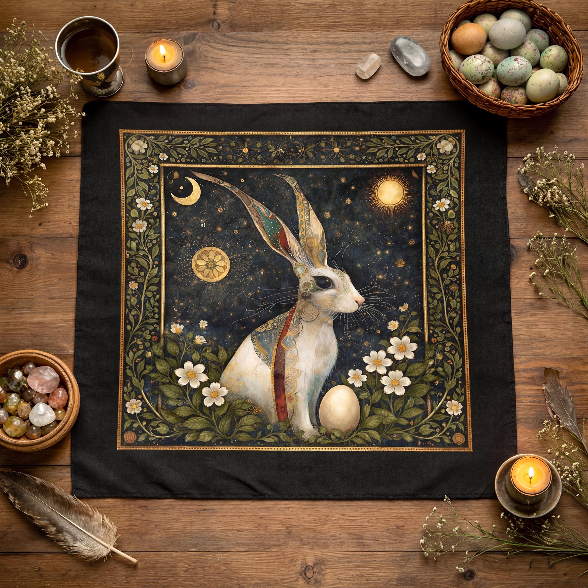 Ostara Altar Cloth | Rabbit Pagan Sabbat Decor for Spring Equinox - Etsy
