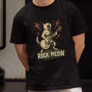 Rock Cat T-Shirt: Funny Gothic Guitarist Tee, Metal Music Gift