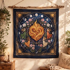 Beltane Altartuch, Sacred Feminine Feuer Ritual, Mond Phasen Pagan Sabbat Dekor Bild 6