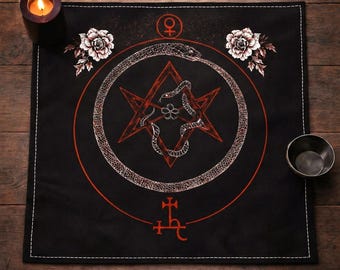 Nappe d'autel Lilith, Sceau de Vénus | Décoration Déesse Sombre | Tirage de Tarot Féminin