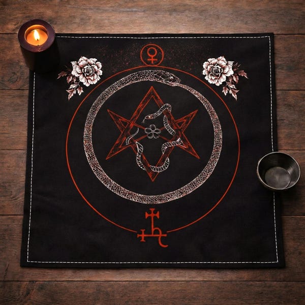 Sigillo di Venere con panno per altare di Lilith / Decorazione della Dea Oscura / Stesura dei Tarocchi Femminili