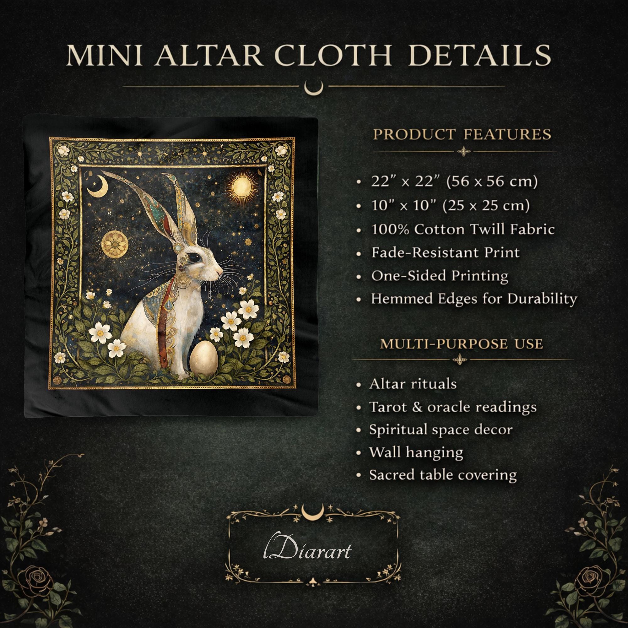 Ostara Altar Cloth | Rabbit Pagan Sabbat Decor for Spring Equinox - Etsy