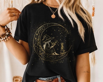 Golden Moon Witch Shirt, Mystical Look for Bookish Witches